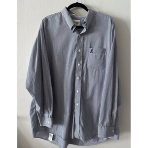 Walt Disney World Button Shirt Mickey Long Sleeve Gingham Blue Check Men's XXL